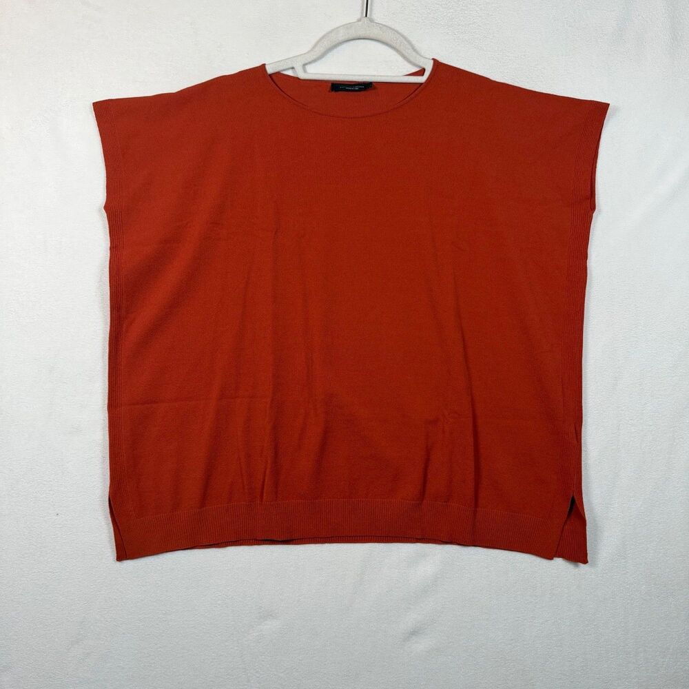 Roberto Collina Italy Knit Top Women’s L Burnt Orange Rust Boxy Cap Sleeve